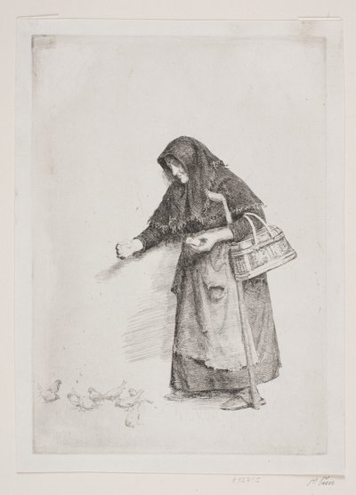 スズメを連れた妻 作： Carl Bloch
