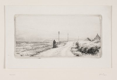 歩く女性のいる田舎道。 晴れた日の午後 作： Carl Bloch