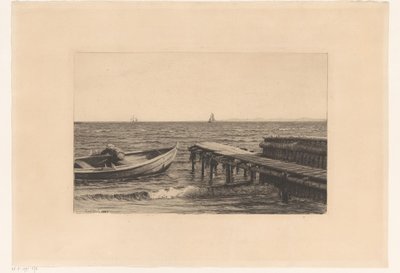桟橋の手漕ぎボート 作： Carl Bloch