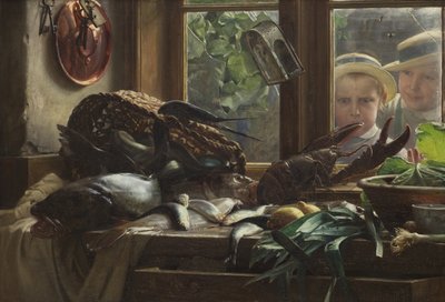 魚のある静物 作： Carl Bloch