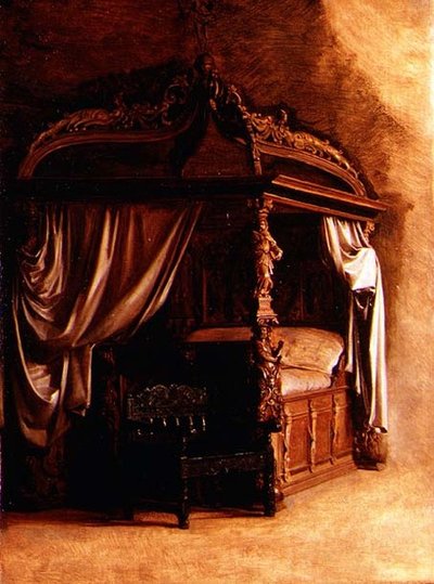 デンマーク王クリスチャン4世（1577-1648）のロイヤルベッド 作： Carl Bloch