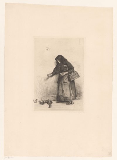 女性は鳥に餌をやる 作： Carl Bloch