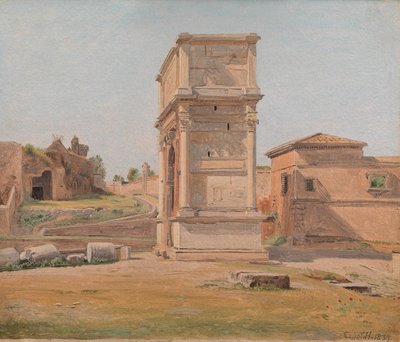 ローマのティトゥスの凱旋門、1839年（キャンバスに油彩を塗った紙に油彩） 作： Carl Christian Constantin Hansen