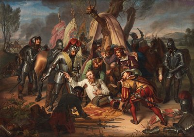 ザクセン選帝侯モーリス、ジーヴァースハウゼンの戦い、1553 年、1837 年。 作： Carl Christian Vogel von Vogelstein
