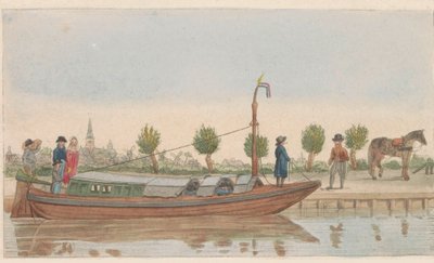 はしけ、1824年 A hollandsche trek または Jaagschuit / Une barque de tracte, servante au transport de voyageurs et marchandises en hollande (オブジェクトのタイトル) 作： Carl Cristiaan Fuchs