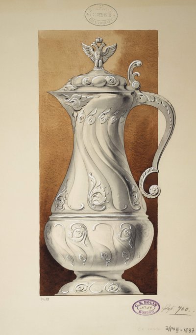 ワイン水差しのデザイン。シリーズマリア・パブロヴナの王女の持参金、1907-1908 作： Carl Edvard Bolin company