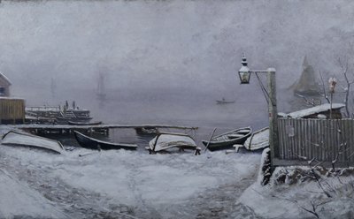 Drøbak の近くの 12 月の日 作： Carl Edvard Diriks
