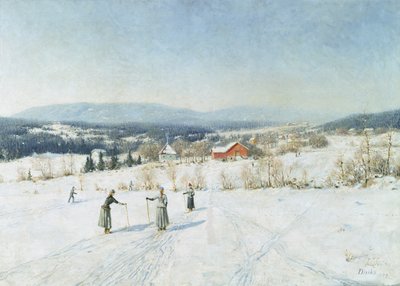スキーヤーのいる風景 作： Carl Edvard Diriks