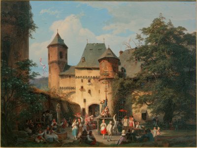 お城の前庭でのお祭り風景 作： Carl Engel von Rabenau
