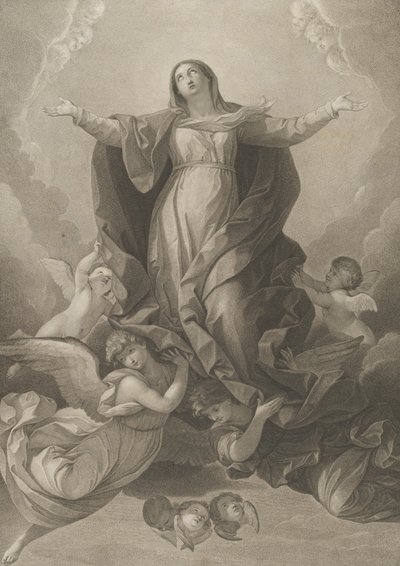 腕を広げて立ち上がる聖母の仮定、1792 年から彼女を支える天使たち。 作： Carl Ernst Christoph Hess