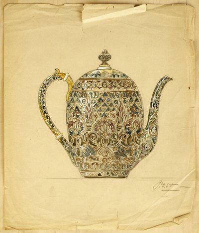 卵形の銀色の七宝焼きエナメルコーヒーポット、ハウスオブカールファベルジュのデザイン 作： Carl Fabergé