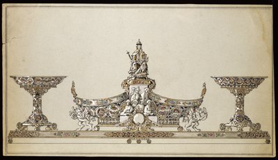 銀の楕円形のバスケットの描画、カールファベルジェの家 作： Carl Fabergé
