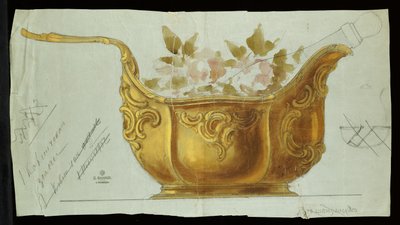 ルイ15世様式の大きな金属製のコヴシュ、カールファベルジェの家 作： Carl Fabergé