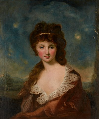 Harriet Rochfort (1758-1854) であると言われている女性の肖像、裏面のラベルによると (キャンバスに油彩) 作： Carl Frederick von Breda