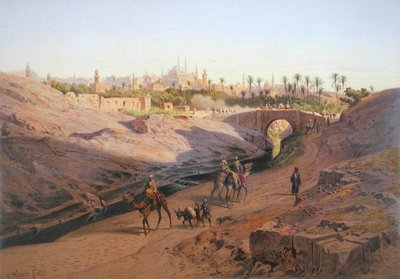 G.W.ザイツが制作した24枚のイラストのうちの1枚で、1873年頃に印刷された「ホワイトモスクを中心としたカイロの北側からの眺め」（カラーリトグラフ）。 作： Carl Friedrich Heinrich (after) Werner