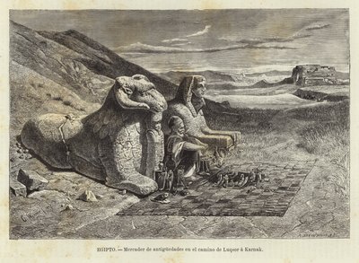 ルクソールからカルナックへの道のアンティーク商人 作： Carl Friedrich Heinrich Werner