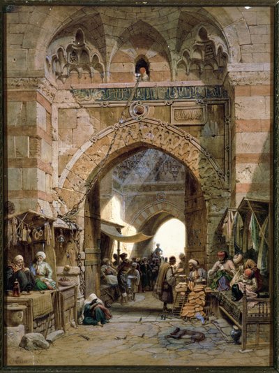 バザールシーン、1875年（紙にトイレ） 作： Carl Friedrich Heinrich Werner