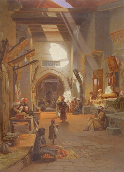 ギルガのバザール、GWザイツが制作した24のイラストの1つ、1873年頃 作： Carl Friedrich Heinrich Werner