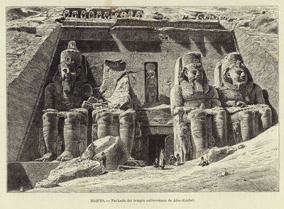 エジプト-アブシンベルの地下寺院のファサード 作： Carl Friedrich Heinrich Werner