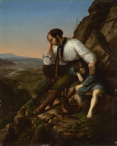 眠っている子供を連れた強盗 作： Carl Friedrich Lessing