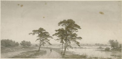 旅人のいる平坦な風景 作： カール・フリードリヒ・レッシング