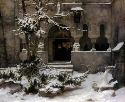 雪の修道院の庭 作： Carl Friedrich Lessing