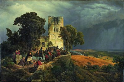 30年間の戦争、1848年の間に教会の中庭の包囲防衛 作： Carl Friedrich Lessing