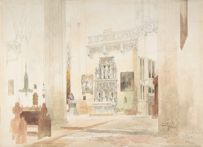 エアフルトの聖セヴラン教会の内部、1855 年。 作： Carl Georg Anton Graeb