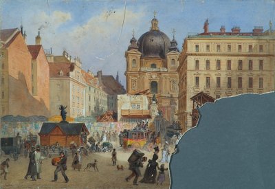 グラーベンから見たウィーンのピーター教会 作： Carl Goebel d. J.