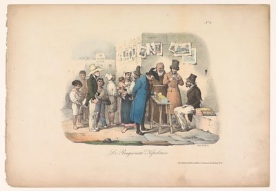 ナポリの書店の屋台 Le bouquiniste Napolitain (オブジェクトのタイトル) ナポリの風俗シーン（シリーズタイトル） Scenes Populaires de Naples and Douze Tableaux (連載タイトル) 作： Carl Gustaf Hjalmar Mörner