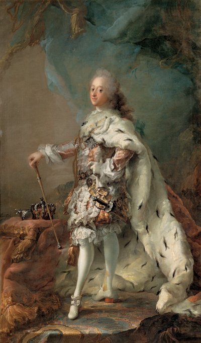 油そそがれたローブのフレデリク5世、c。 1750年（帆布に油彩） 作： Carl Gustaf Pilo
