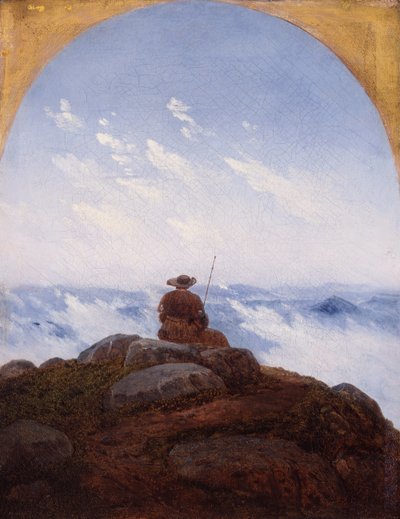 山頂の放浪者、1818年。 作： Carl Gustav Carus