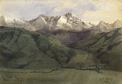バイエルン高地、1852年（紙にトイレ） 作： Carl Haag