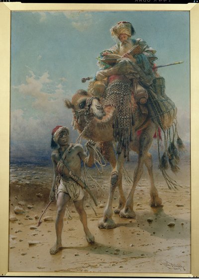 砂漠を渡る、1869 作： Carl Haag