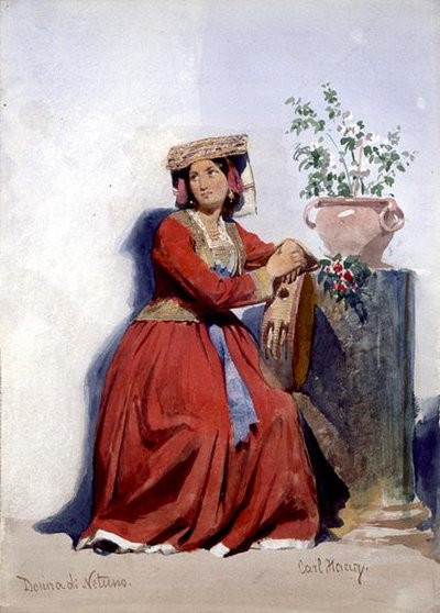 イタリアの田舎娘を描いた「Donna di Netuno」。 作： Carl Haag