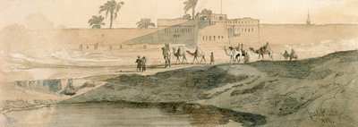 1859年カイロ、バブイルカディットの外（鉛筆と紙で洗う） 作： Carl Haag