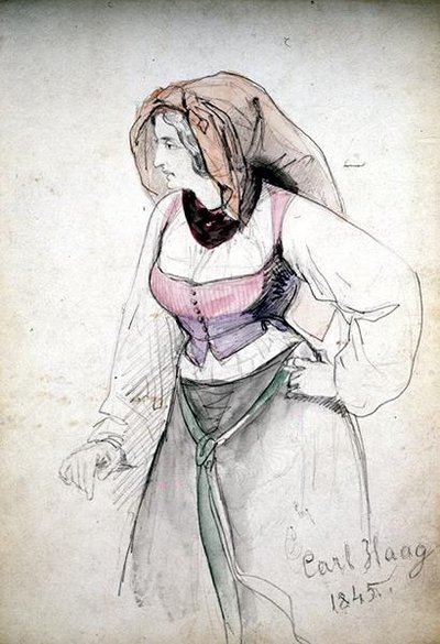 イタリアンコスチュームを着た女性の習作 作： Carl Haag