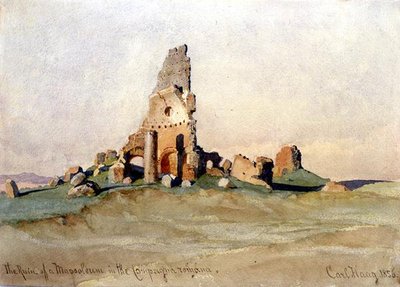 ローマの田園風景の中の陵墓跡 作： Carl Haag
