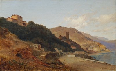 イタリアの夕方の風景 (ボルディゲーラ近くのリビエラの秋の夜) 作： Carl Hasch