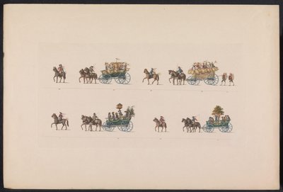 Optocht bij het huwelijk van Prinses Sophie、1842 年 (plaat 5) ザクセン州ワイマール＝アイゼナハ大公カール・アレクサンダーと世襲公爵夫人ソフィーの幸せな到着を祝うために行われたテューリンゲンの農民の結婚式の思い出 作： Carl Hess