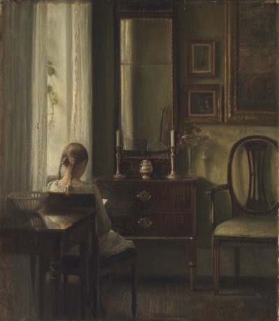 読書する女の子のいるインテリア 作： Carl Holsoe