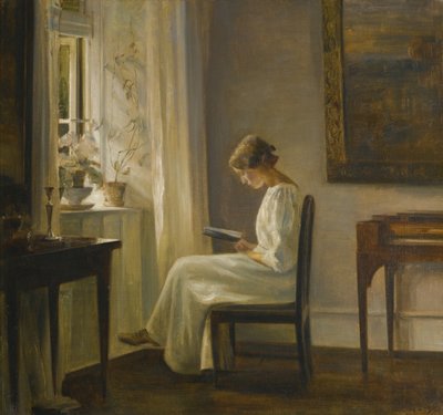 女性の読書とインテリア 作： Carl Holsoe