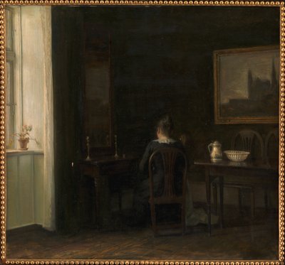 アーティストの妻エミリー・ハイゼとのインテリア 作： Carl Holsoe