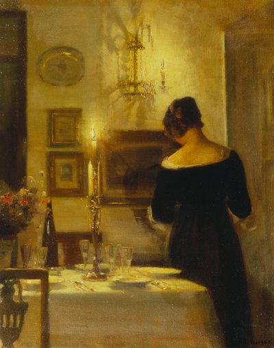 ダイニングルーム（帆布に油彩） 作： Carl Holsoe