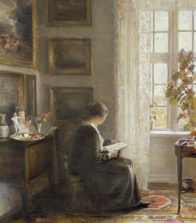 日当たりの良い窓辺で読書 作： Carl Holsoe
