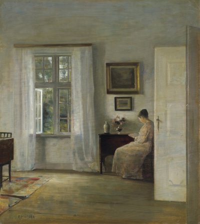 The Reader par Holsoe, Carl (1863-1935), - 木に油彩, 70x62,5 - 個人蔵 作： Carl Holsoe