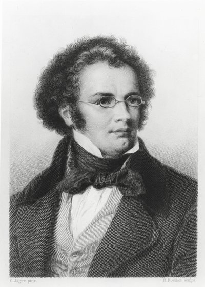 H.レーマーが彫刻したフランツシューベルト（1797-1828）の肖像 作： Carl Jaeger