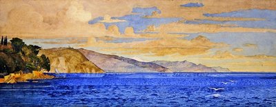 サンタ・マルゲリータとエーゲリの海（水彩・紙） 作： Carl Johan Forsberg