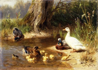 水の端のアヒル、1874 作： Carl Jutz