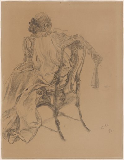 扇子を持つ18世紀の優美な貴婦人 作： Carl Larsson